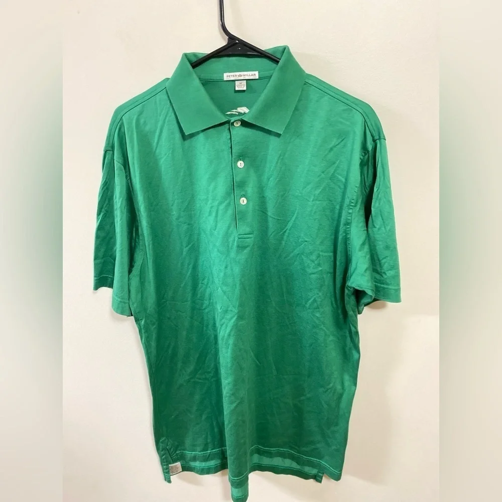 PETER MILLAR Men’s Green Polo Shirt 100% Cotton Size M - Picture 2 of 10